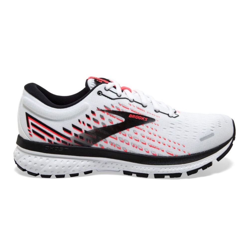 Women’s Brooks Ghost 13 Running Shoes In White/Pink/Black Size 9